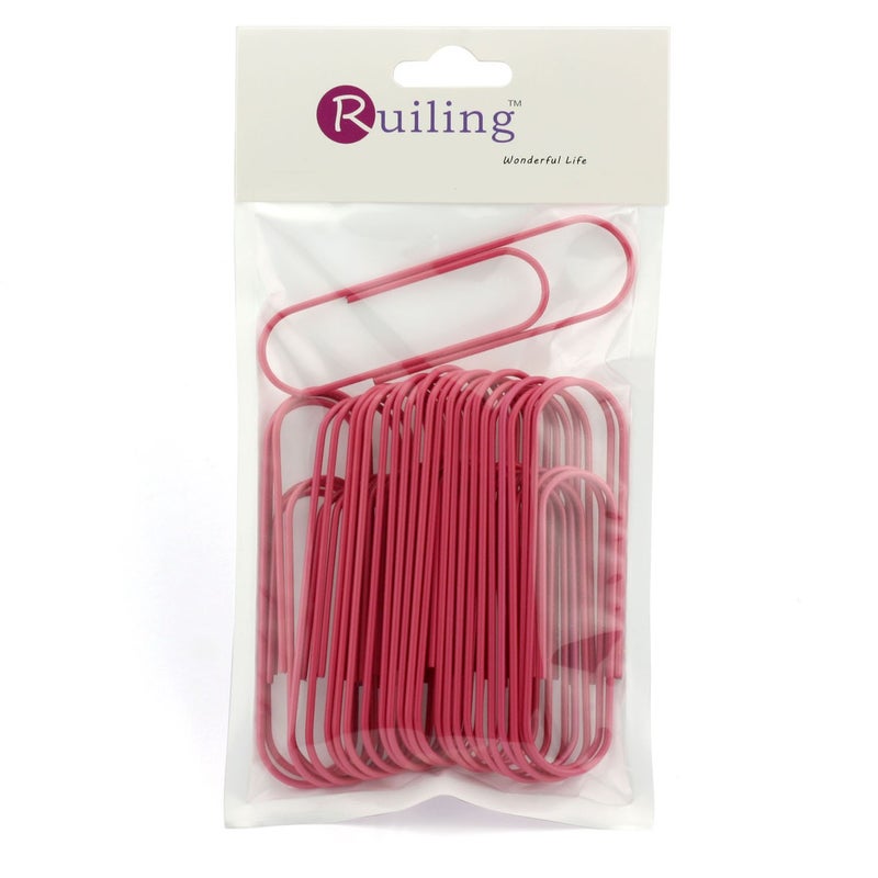 RuiLing Pink Paper Clips 4" Inch (100mm) Mega Large Jumbo Giant Big Paper Clips,Vinyl Coated,Massive Mega - 20 Pack - Image 1